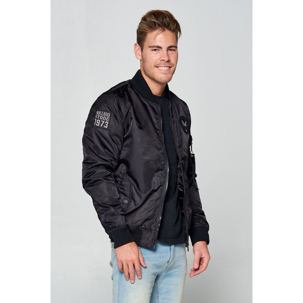 Men's Black Bomber Jacket, Micro Fiber Shell